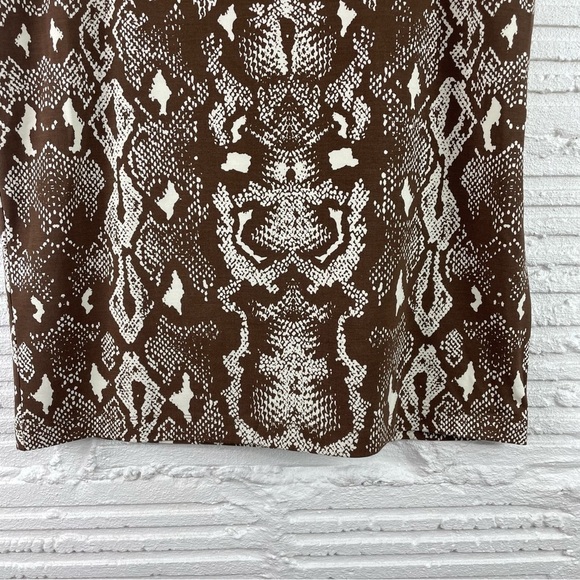 J. McLaughlin Brown & Cream Snakeskin Print Stretch Knit Straight Skirt Size 8 - Picture 3 of 10